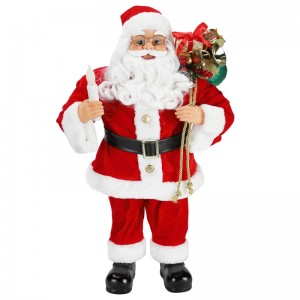 62cm Noël Standing Santa Claus avec bougie Ornement Décoration Figurine Collection Tissu Festival de vacances Noël en peluche