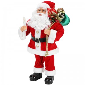 62cm Noël Standing Santa Claus avec bougie Ornement Décoration Figurine Collection Tissu Festival de vacances Noël en peluche