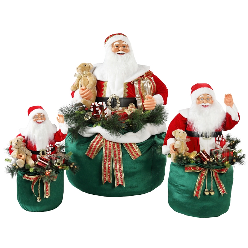 65/85/1155cm Christmas Animated Santa Claus avec éclairage Vacances Musical Ornement Décoration Figurine Collection Traditionnel