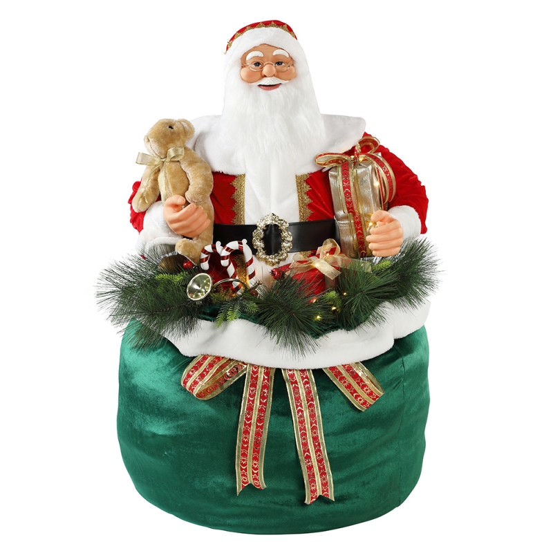 65/85/1155cm Christmas Animated Santa Claus avec éclairage Vacances Musical Ornement Décoration Figurine Collection Traditionnel