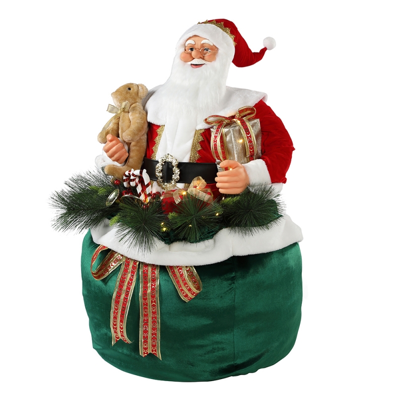 65/85/1155cm Christmas Animated Santa Claus avec éclairage Vacances Musical Ornement Décoration Figurine Collection Traditionnel