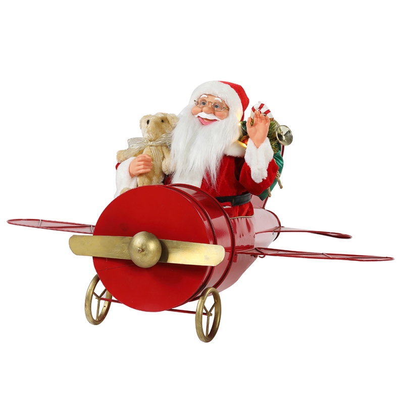 80cm Christmas Musical Animé Santa Claus Assis Rouge Plan Décoration Figurine Classic Ornement Ornement Cadeaux Collection