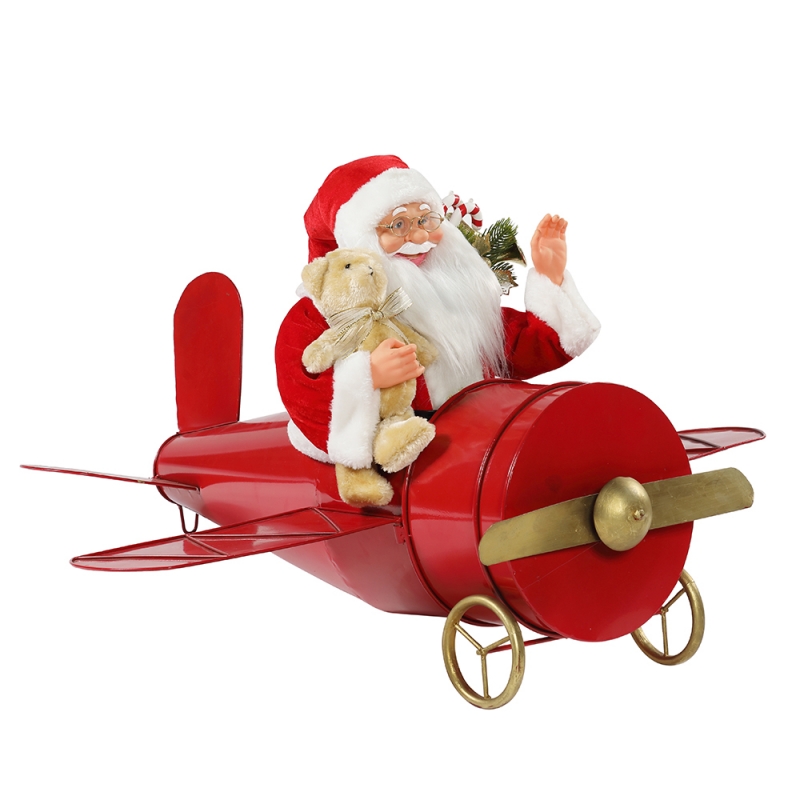 80cm Christmas Musical Animé Santa Claus Assis Rouge Plan Décoration Figurine Classic Ornement Ornement Cadeaux Collection