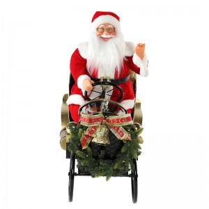 80cm Animated Noël voiture Noël Claus avec éclairage Ornement musical Décoration Figurine Figurine Collection Traditionnelle Noël
