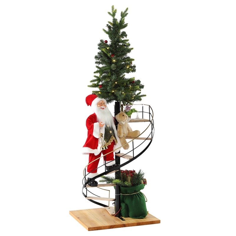 60cm escalier de Noël Santa Claus avec éclairage Ornement musical Décoration Festival Figurine Figurine Collection traditionnelle