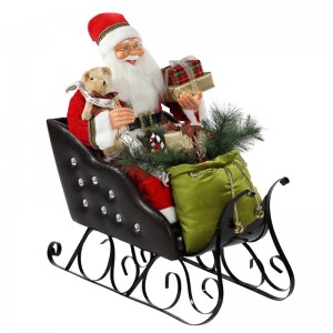 80cm Assis Sleeing Santa Claus avec ornement d\'éclairage Décoration de Noël Figurine de vacances de Noël