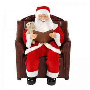 SOFA 80cm Santa Claus avec éclairage Ornement musical Décoration de Noël Figurine Figurine Collection Traditionnelle Noël