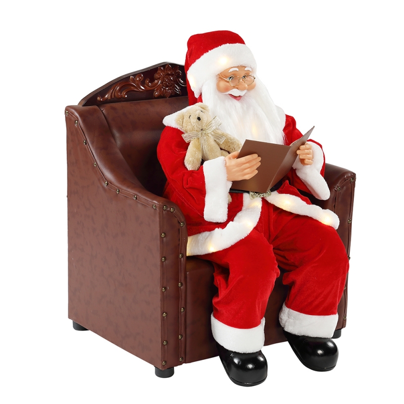 SOFA 80cm Santa Claus avec éclairage Ornement musical Décoration de Noël Figurine Figurine Collection Traditionnelle Noël