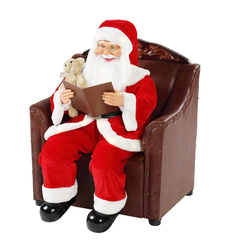 SOFA 80cm Santa Claus avec éclairage Ornement musical Décoration de Noël Figurine Figurine Collection Traditionnelle Noël