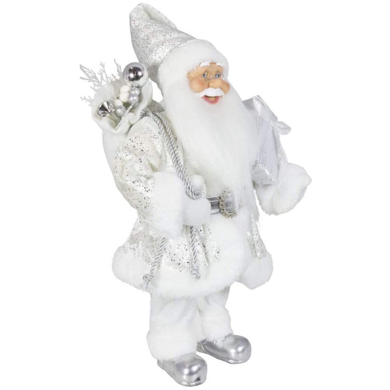 Décoration de Noëlnoble 45cm Père Noël Père Noël en Argent Noël Arbre Ornements Fournitures Traditionnelle Figurine de vacances