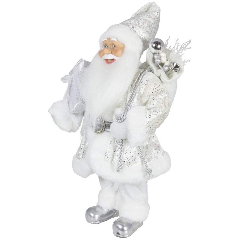 Décoration de Noëlnoble 45cm Père Noël Père Noël en Argent Noël Arbre Ornements Fournitures Traditionnelle Figurine de vacances