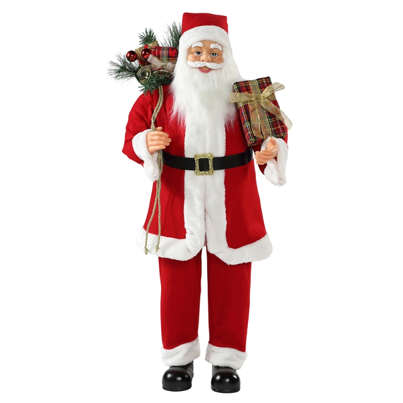 30 ~ 110cm Christmas Standing Santa Claus avec sac de cadeau Décoration Ornement Figurine Collection traditionnelle Série de Noël