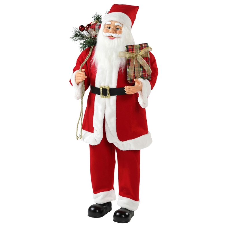 30 ~ 110cm Christmas Standing Santa Claus avec sac de cadeau Décoration Ornement Figurine Collection traditionnelle Série de Noël
