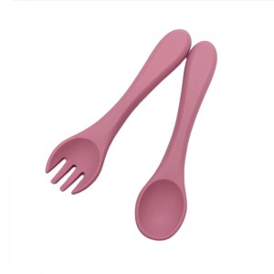 Cuillère en silicone et fourchette pournourrissons méchants, cuillères pour bébés de première étape