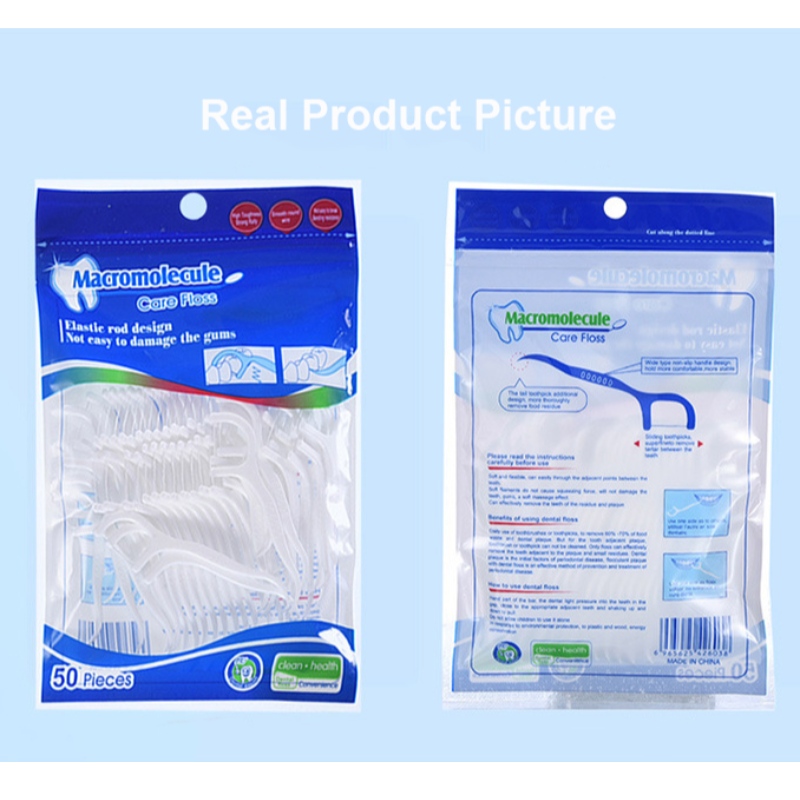 Nettoyage efficace Label privé Haute Qualité 50 pcs Dentaire Soie Dentaire Pick Sac OEM Emballage Dentaire Dentaire