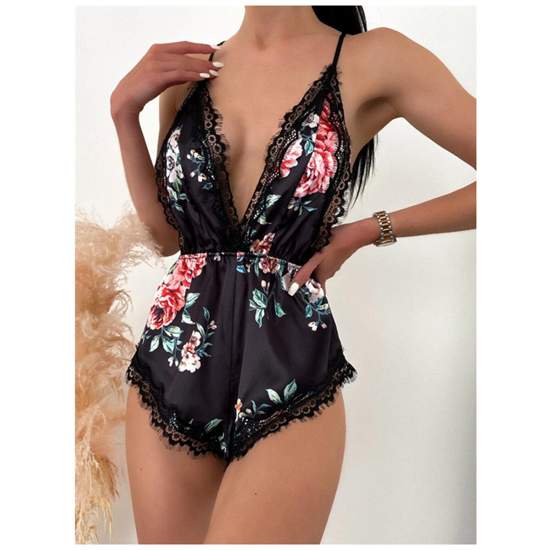Sexy Hollow Out Floral Body High Cut Col V Lingerie Teddy Ultra mince Femmes respirantes Erotic Sexy Lingeriehot Vente Produits