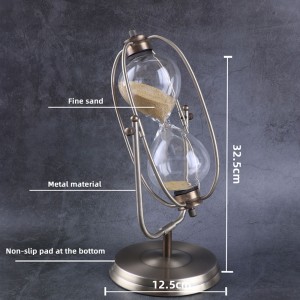 Horloge en métal de minuterie pivote de sable de style européen salon décoration décoration ornements cadeau d\'anniversaire30/60 minutes time sablier