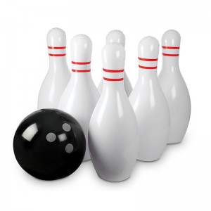 L\'ensemble de bowling gonflable comprend une grosse boule et 6 broches de bowling gonflables Jumbo Bowling Set Game pour les enfants
