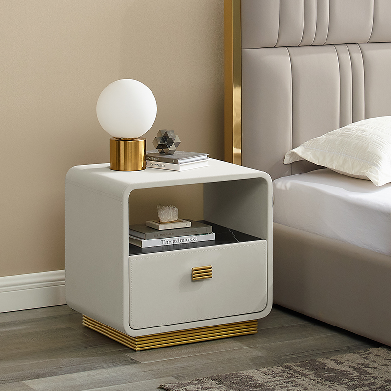 Nightstand français Hotel Night Stand Luxury Modern Style Table de table en cuir
