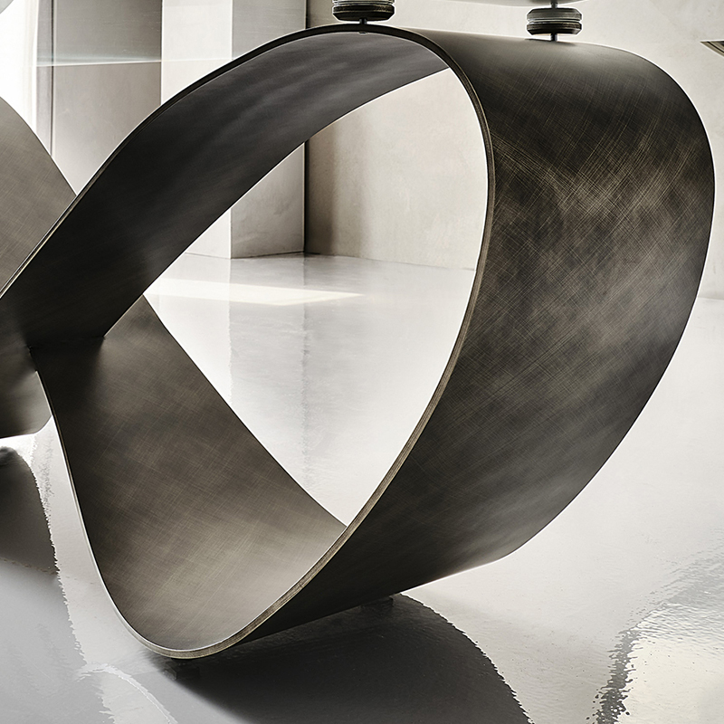 Italien haut de gamme en acier inoxydable personnalisé moderne long luxe rectangulairenoir en pierre fritté table 12 places