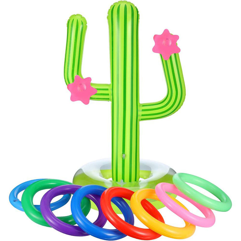 Le jeu de lancement de bague cactus gonflable se déroule flottante, gibier cactus float