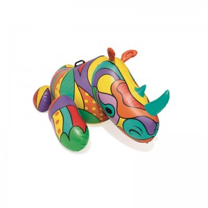 Culture pop rhinocéros gonflable Summer Party Water Toy Ride-on Float avec des poignées robustes