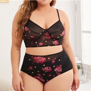 Ensemble de lingerienoire imprimée sexy en gros