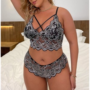 Ensemble de lingerie sexy en dentellenoire et blanche