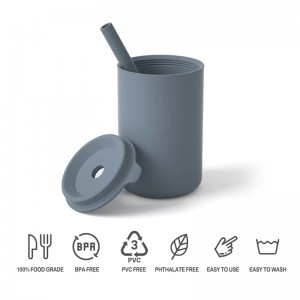 Tasse étanche à l\'épreuve avec paille de silicone pour l\'alimentation pour bébé