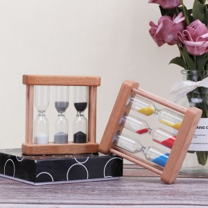 L\'usine peut être personnalisée 3 pouces de sablier en verre en bois pour la cuisine Cuisine Cuisine Créative Métal de sablier en métal en bois rotatif