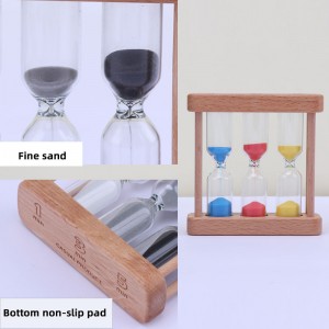 L\'usine peut être personnalisée 3 pouces de sablier en verre en bois pour la cuisine Cuisine Cuisine Créative Métal de sablier en métal en bois rotatif