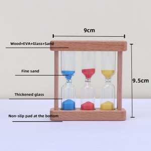 L\'usine peut être personnalisée 3 pouces de sablier en verre en bois pour la cuisine Cuisine Cuisine Créative Métal de sablier en métal en bois rotatif