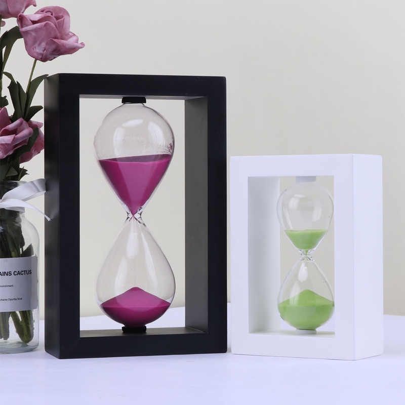 Personnalisation Timer de sable à cadre en bois de haute qualité 1 heure décor de sable 15 minutes de verre à cadre en bois en bois
