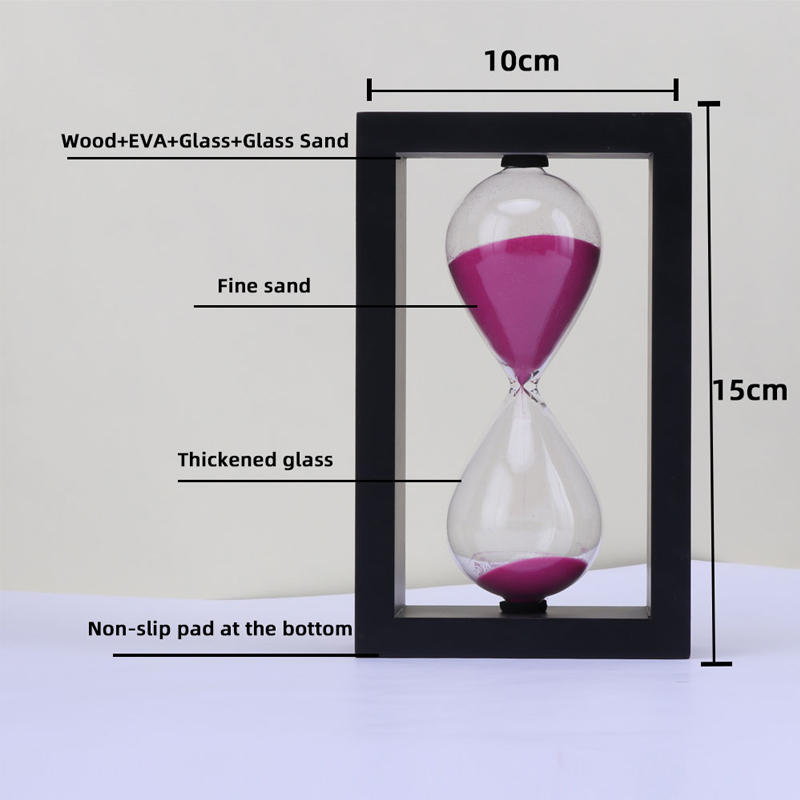 Personnalisation Timer de sable à cadre en bois de haute qualité 1 heure décor de sable 15 minutes de verre à cadre en bois en bois