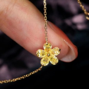 18K/14k/10k Gold Jaune Diamond Petal Collier pour fille