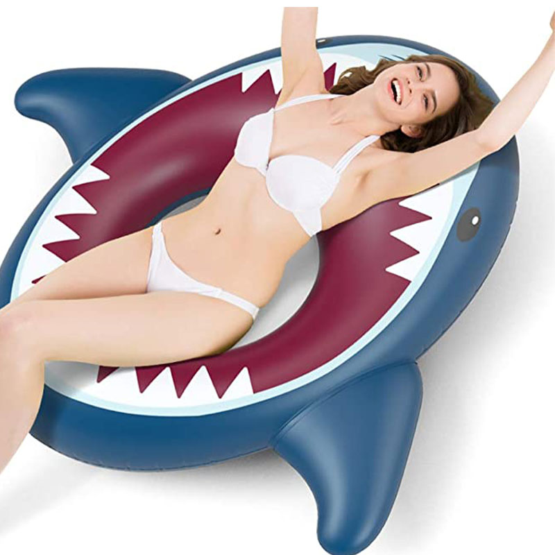 Pool de requin gonflable Chariot à chair denatation Shark Plaflate Roule sur Pool Party Raft Lounge Lounge For Kids Adults