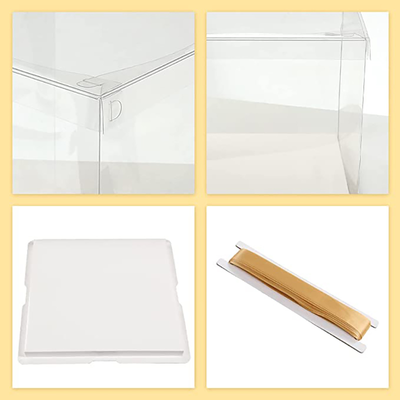 Boîtes de faveur claires 10 x 10 x 10 pouces avec rubans, boîtes-cadeaux en plastique Boîtes transparentes pour la fête de mariage CAK