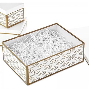 Boîtes-cadeaux imbriqués pointues avec couvercles et remplissage (ensemble de 3, blanc et or, tailles assorties) pour les mariages, douchesnuptiales, demoiselles d\'honneur, Noël, Hanoukka, anniversaires, Saint-Valentin \\\\\\\\\\\\ l...