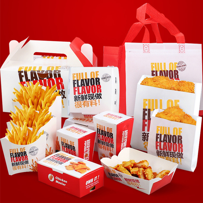 Nourriture personnalisée Boîte à lunch en papier kraft Boîte d'emballage de burger de poulet frits