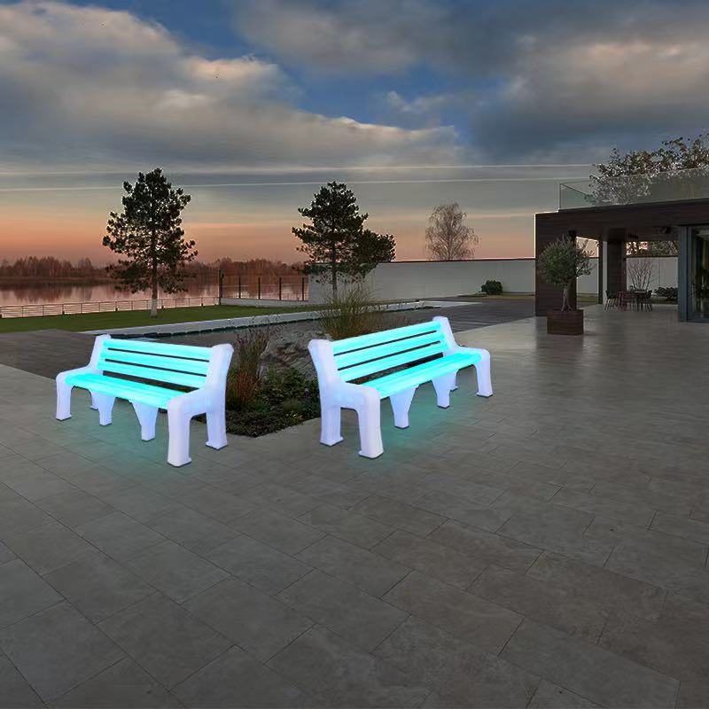 Bancs de parc brillant LED pour le banc de jardin à l'extérieur, PE Plastic Battered, Conservatoire, patio, pelouse ou siège de jardin, peut supporter 600 kg