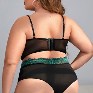 Ensemble de lingerie sexy push-up en dentelle florale avec une bague de jambe de paire