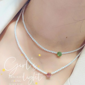 Bijoux tuochen 18k Gold Eau de perles en eau douce Collier Tourmaline
