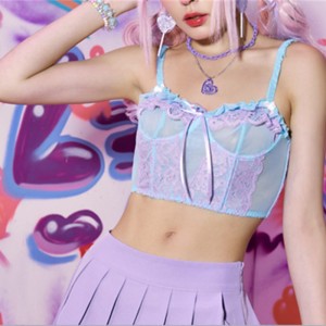 Bustier en dentelle supérieure en dentelle en dentelle avec les détails de l\'arc