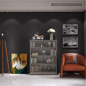 Bibliothèque, maison, bureau, vitrine scolaire