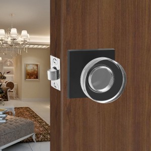 S2601 Bouton de porte de cristal de forme de disque moderne, jeu de passage, verrouillage de porte de haute qualité sans clé