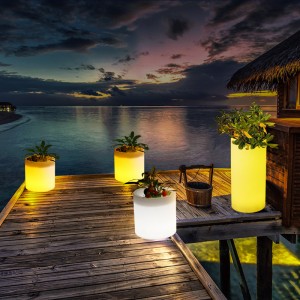 Pottes de fleurs éclairées à LED extérieure, RVB Couleur en plastique LED LED Pots de fleurs pour mariage, fête d\'événement, hôtel, décoration de cérémonie d\'ouverture du centre commercial (IP68 imperméable)