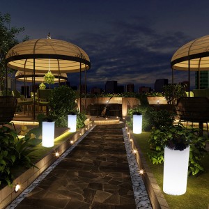 Pottes de fleurs éclairées à LED extérieure, RVB Couleur en plastique LED LED Pots de fleurs pour mariage, fête d\'événement, hôtel, décoration de cérémonie d\'ouverture du centre commercial (IP68 imperméable)