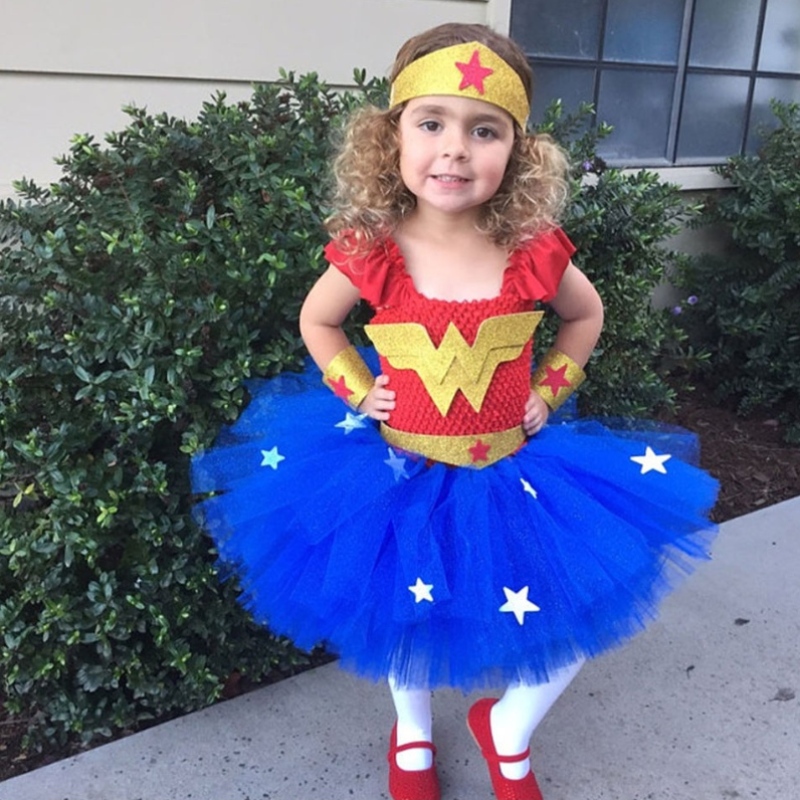 Girl Dress Cosplay Dawn of Justice Dress for Girls Children Kids Superhero Cosplay Halloween Party Dress Costume pendant 2-12 ans