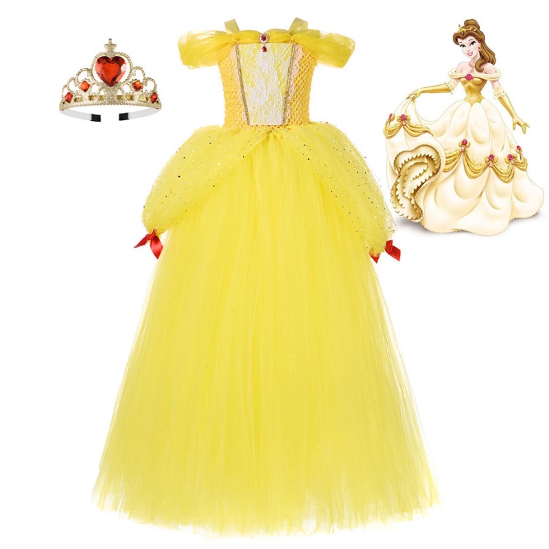 Fille belle princesse robe enfants beauté et bête costume fille bébé Noël princesse anniversaire fête