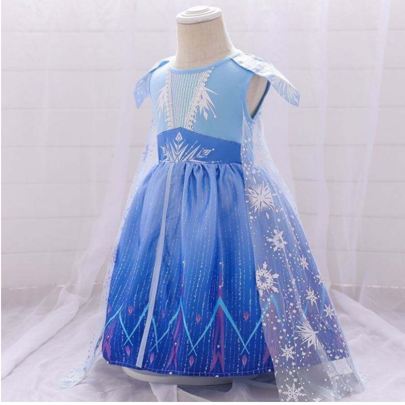 Baige filles robe d'éténouveau-né Elsa 2 Robe de fête de fille bleue bx1730